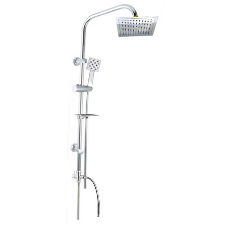 Colonna Doccia Da Bagno Moderna Saliscendi Con Soffione Quadrato Doccetta Telefono E Portasapone Per Box Doccia