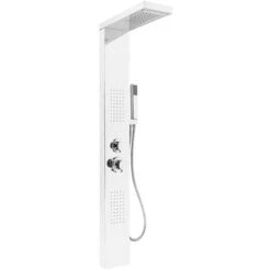 Pannello Colonna Doccia In Acciaio Inox, Funzioni Da Massaggi, Doccia A Pioggia E Doccetta 15x47x130cm D'argento