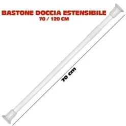 Trade Shop - Bastone Asta Telescopica Per Doccia Tenda Armadio Estensibile Da 70 A 120 Cm