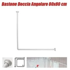 Trade Shop - Telaio Tenda Tende Bastone Asta Doccia E Vasca Da Bagno Colore Bianco 80 X 80 Cm