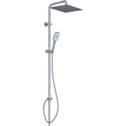 Colonna Doccia Completa In Acciao Inox Soffione Quadrato Da 30 Cm Doccetta Set Design Moderno Multifunzione Getto A Pioggia Senza Miscelatore Saliscendi Asta Regolabile Da 78 A 106 Cm Middleton
