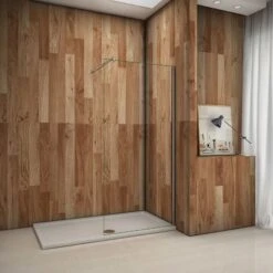 Walk In Parete Doccia Vetro Temperato Anticalcare 8mm Barra Stabilizzatrice Regolabile 70-120cm 50x200cm