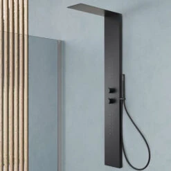 Pannello Doccia Idromassaggio Jesolo Acciaio Inox Nero Opaco Miscelatore Incasso A 3 Vie