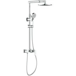 Colonna Doccia Cromata Con Braccio E Asta Estensibili - Serie Flores