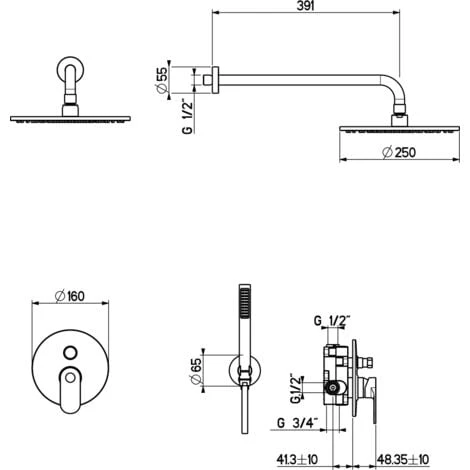 Kit Doccia Completo Colore Acciaio Spazzolato Gattoni Avio AV715/PDNS Acciaio Spazzolato - immagine 2