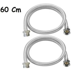 COPPIA TUBO FLESSIBILE 60CM TUBI DI INGRESSO 1/2X1/2 MASCHIO FEMMINA DGO-177