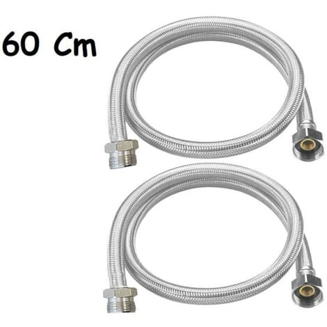 COPPIA TUBO FLESSIBILE 60CM TUBI DI INGRESSO 1/2X1/2 MASCHIO FEMMINA DGO-177