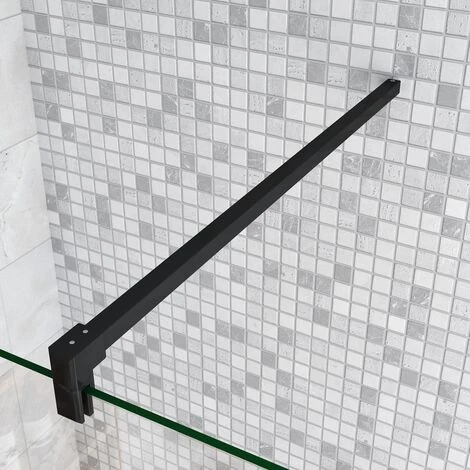 50x200 Cm Box Doccia Walk In Parete Fissa In Vetro Temperato Da 10 Mm Trasparente Anticalcare Con Barra Stabilizzatrice 90 Cm Nero Opaco - immagine 4