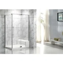 Parete Doccia Angolare Con Piatto Della Doccia E Seduta L122 X L81 X H190 Cm - DELIA