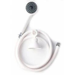 Kit Per Doccia Bianco Completo, Con Supporto, Flessibile E Doccetta