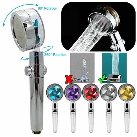 Soffione Turbo Doccia Alta Pressione Rotante Risparmio Idrico Tasto STOP 82138 - immagine 2