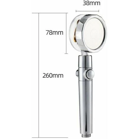 Soffione Turbo Doccia Alta Pressione Rotante Risparmio Idrico Tasto STOP 82138 - immagine 3