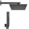 Set Doccia Quadrato Nero Opaco Completo Di Soffione 25x25 Cm E Set Doccetta