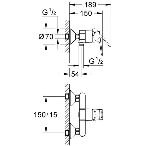 Miscelatore Monocomando Esterno Per Doccia Bagno Grohe Start Loop M3 - immagine 3