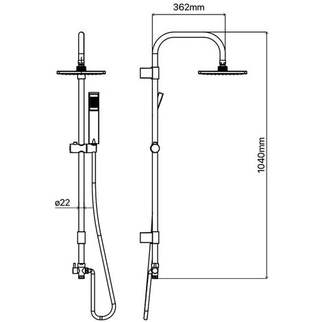 Colonna Doccia Quadrata In Ottone Cromato Con Soffione 20x20 E Deviatore Incorporato Mod. Malta - immagine 4