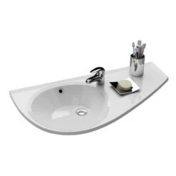 Ravak Lavabo Avocado Comfort 85x45cm, Stile Asimmetrico Salvaspazio, Orientamento Dritto, Con Foratura E Troppopieno XJ1P1100000