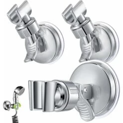 ZOLGINAH Pezzi Supporto Doccia Ventosa, Rotazione A 360° Soffione Doccia Regolabile Senza Foratura Per Bagno Doccia A Mano Accessorio Di Attacco (Argento)