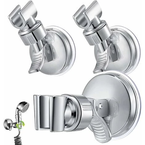 ZOLGINAH Pezzi Supporto Doccia Ventosa, Rotazione A 360° Soffione Doccia Regolabile Senza Foratura Per Bagno Doccia A Mano Accessorio Di Attacco (Argento)