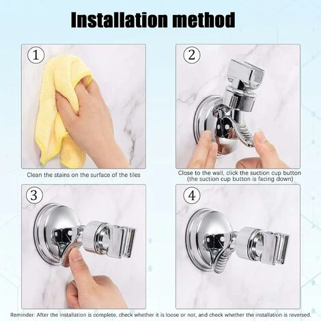 ZOLGINAH Pezzi Supporto Doccia Ventosa, Rotazione A 360° Soffione Doccia Regolabile Senza Foratura Per Bagno Doccia A Mano Accessorio Di Attacco (Argento) - immagine 2