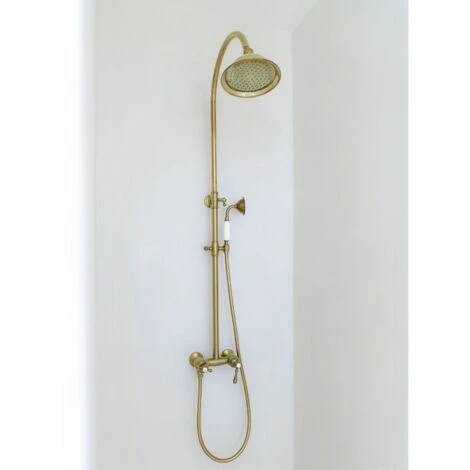 Colonna Doccia Retrò Leeds In Oro Spazzolato - immagine 2