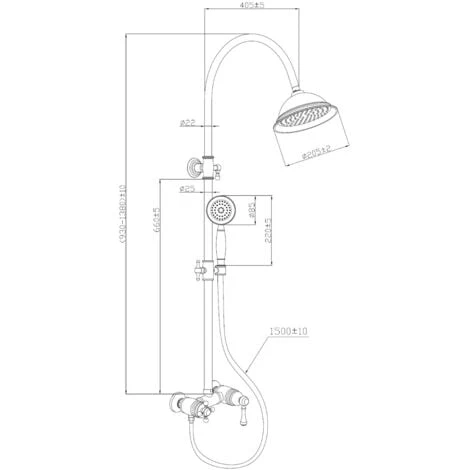 Colonna Doccia Retrò Leeds In Oro Spazzolato - immagine 3