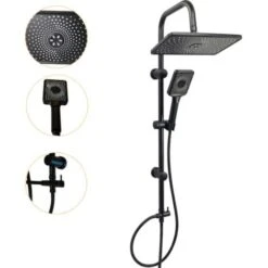 Colonna Doccia Senza Miscelatore ZIK, Saliscendi Con Soffione E Doccetta Estraibile 3 Getti + Deviatore - Nero