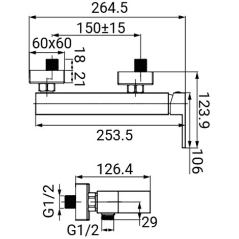 Miscelatore Esterno Doccia Finitura Cromata, Serie Zoe - immagine 2