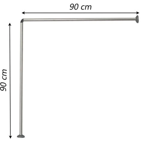 Bastone Per Tenda Doccia Universale Regolabile Angolare Con Aste 90 Cm Argento Asta Per Tende - immagine 3