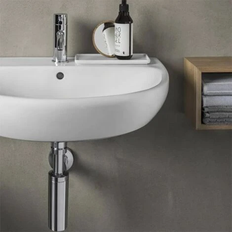 Lavabo Sospeso 45x37 Salvaspazio Bianco In Ceramica - immagine 4