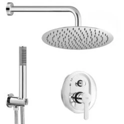 Set Doccia Tondo Completo Cromato Iole Con Soffione 20 Cm E Kit Doccia