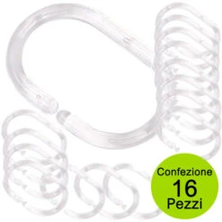 Anelli Per Tenda Doccia Pezzi 16 In Pvc Trasparente