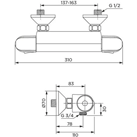 Miscelatore Termostatico Serie Idrotherm, Ideal Standard, Cromato - immagine 2