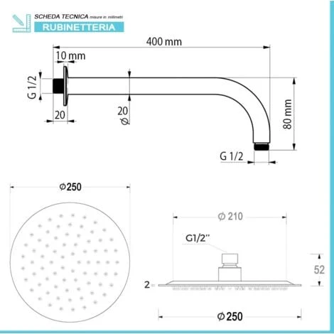 Set Doccia Incasso Completo Tondo Serena Con Soffione 25 Cm E Kit Doccetta - immagine 2