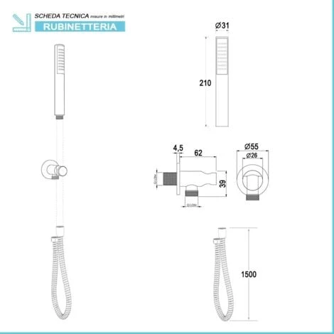 Set Doccia Incasso Completo Tondo Serena Con Soffione 25 Cm E Kit Doccetta - immagine 3