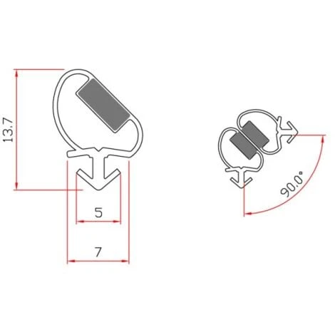 Guarnizione Magnetica Box Doccia In Gomma EC-MAG-367 Angolo 90° Colore: Bianco - immagine 2