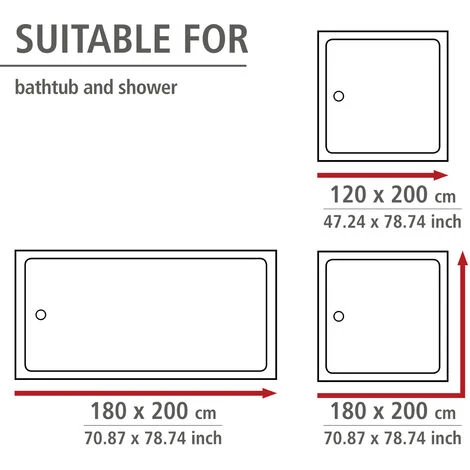Tenda Doccia Antimuffa Monocolore Arancio WENKO - immagine 3