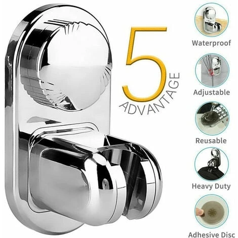 Soffioni Doccia Fissi Supporto Per Doccia Ventosa Grande Adsorbibilità , Angolo Regolabile In 5 Modalità , Supporto Per Doccetta A Parete - immagine 2