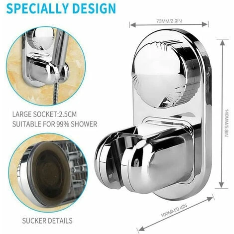 Soffioni Doccia Fissi Supporto Per Doccia Ventosa Grande Adsorbibilità , Angolo Regolabile In 5 Modalità , Supporto Per Doccetta A Parete - immagine 3