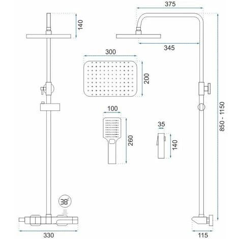 Set Doccia Con Termostato REA ROB Gold - immagine 5