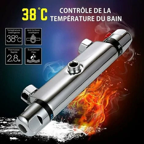 LITZEEMiscelatore Termostatico Per Doccia In Ottone Cromato Antiscottatura 38℃ Con Protezione Di Sicurezza Argento Per Bagno-4 Punti - immagine 3