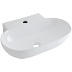 Hudson Reed Otterton Lavabo D'Appoggio Ovale Per Bagni - Lavandino Bagno Con Design Moderno - Ceramica Bianca - 1 X Foro Per Rubinetteria - 555 X 395 X 120mm