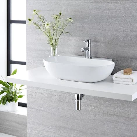 Hudson Reed Otterton Lavabo D'Appoggio Ovale Per Bagni - Lavandino Bagno Con Design Moderno - Ceramica Bianca - 1 X Foro Per Rubinetteria - 555 X 395 X 120mm - immagine 3
