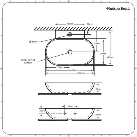 Hudson Reed Otterton Lavabo D'Appoggio Ovale Per Bagni - Lavandino Bagno Con Design Moderno - Ceramica Bianca - 1 X Foro Per Rubinetteria - 555 X 395 X 120mm - immagine 4