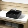 VIDAXL Lavandino Bagno In Ceramica Nera Quadrato Con Foro Per Rubinetto