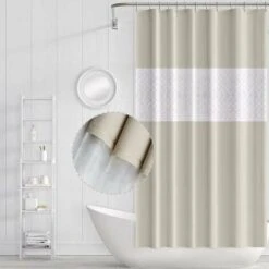 Tenda Da Doccia Impermeabile Resistente Alla Muffa 1 Pezzo Con Ganci Tenda Da Doccia Facile Da Pulire Resistente Alla Muffa Per Bagno 180x200cm Impiombatura Beige