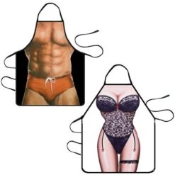 Grembiuli Divertenti 2 Pezzi Sexy Divertente Novità Grembiule Da Cucina Coppia Cintura Bavaglino Per Uomo Donna Cucina Casalinga Cucina Barbecue