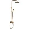 Colonna Doccia Bronzo Antico Di Ottone Con Soffione Doccia 8 Pollici + Manopola Doccia Barra Doccia Altezza Regolabile (91-126cm)