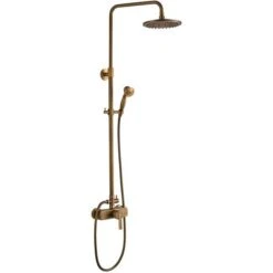 Colonna Doccia Bronzo Antico Di Ottone Con Soffione Doccia 8 Pollici + Manopola Doccia Barra Doccia Altezza Regolabile (91-126cm)