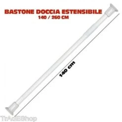 Trade Shop - Bastone Asta Telescopica Per Doccia Tenda Armadio Estensibile Da 140 A 260 Cm