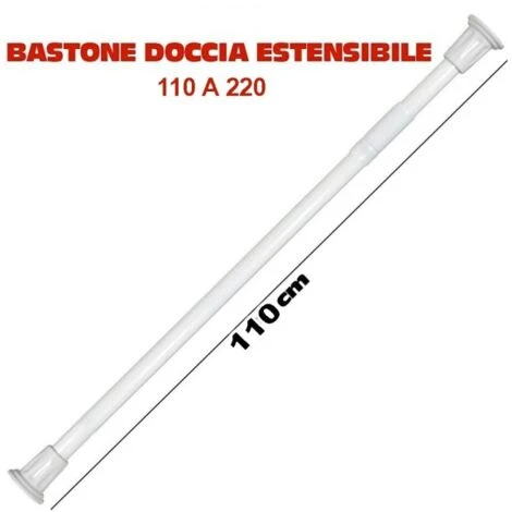 Trade Shop - Bastone Asta Telescopica Per Doccia Tenda Armadio Estensibile Da 110 A 200 Cm - immagine 2